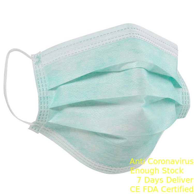 Soft Disposable Face Mask Easy Breathing 3 Ply Disposable Green PP Face Mask تامین کننده